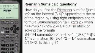 Riemann Sums 16 x2 34 n4 amp n6 [upl. by Riebling737]