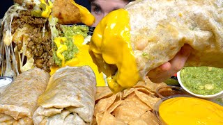 ASMR MUKBANG GIANT BURRITOS EXTRA CHEESE CARNE ASADA FRIES CRUNCHY TACOS CHIPS  WITH CHEESE [upl. by Joscelin788]