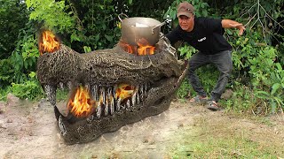 Techniques of making clay wood stoves sculpting Crocodile Skull beautiful and effective Amazing [upl. by Naiviv]