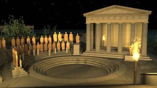 Samothrace Reconstruction Propylon to Theatral Circle Night [upl. by Einallem]