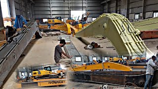 manufacturing Long reach excavator india Maharashtra Baramati Long Boom excavator opirshadali [upl. by Zipporah]