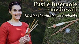 Filatura medievale fusi e fuseruole  Medieval spinning tools spindles and whorls [upl. by Gene7]