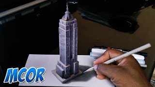 Como Dibujar el Edificio Empire State en 3D [upl. by Ajet907]