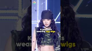 Kpop idols wearing hair wigs extensions kpop aespa shorts fyp [upl. by Saberio248]