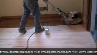 Refinishing hardwood floors Applying Stain with Buffer [upl. by Nal]