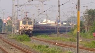 GANDHIDHAM  PURI EXPRESS curves SAMBALPUR with VADODARA WAP7 in lead [upl. by Nugesulo]