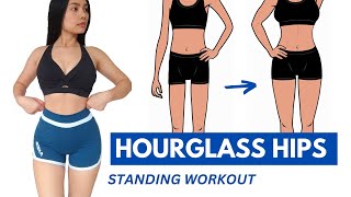 HOURGLASS HIPS THICKER THIGHS Quick weight gain at home for skinny girls standing no equipment [upl. by Cassaundra835]