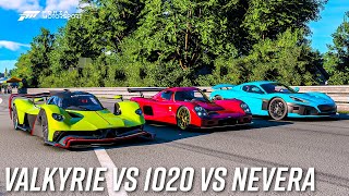 Aston Martin Valkyrie AMR Pro vs Ultima 1020 Evolution vs Rimac Nevera  Forza Motorsport [upl. by Siramad551]