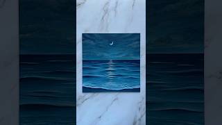 crescent moon over the sea 🌒🩶🌊 art painting seascape artist shorts [upl. by Borras]