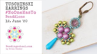 BEADINGSCHOOL by Erika Tuschinski earrings  beading tutorial NoOneHasToBeadAlone [upl. by Clapp274]