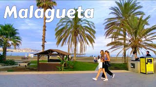 Malaga Malagueta  Paseo Maritimo Beach Virtual Walking Tour Spain Costa del Sol [upl. by Chirlin]