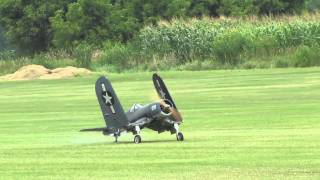 Crash of a giant scale folding wing F4U Corsair and Moki [upl. by Paine]