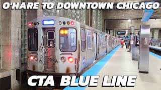 Chicago  Riding the Blue Line from OHare to Downtown Chicago [upl. by Yrmac]