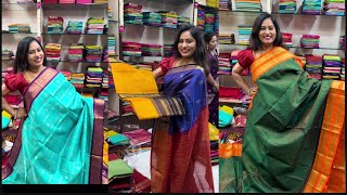 Silk cotton sarees at Malleshwaram Bengaluru  Silk cotton sarees special ladies sarees [upl. by Aihsal856]