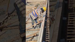 Worker check support of approach slab side formwork [upl. by Neehcas664]