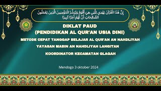 DIKLAT PAUD  PENDIDIKAN AL QURAN USIA DINI  SESI 1 METODE AN NAHDLIYAH KORTAN GLAGAH [upl. by Anirbak696]