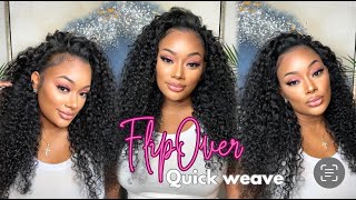 FLIP OVER QUICK WEAVE TUTORIAL  CURLY HAIR ft Evalyn Rose Hair [upl. by Eenrahc]