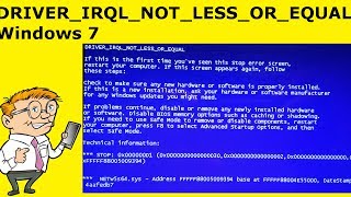 How To Fix DRIVERIRQLNOTLESSOREQUAL Windows 7  Stop Code 0x000000d1 [upl. by Shreve]