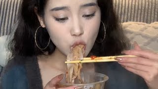 ASMR Mukbang Beautiful girl eats food for show [upl. by Aiht]