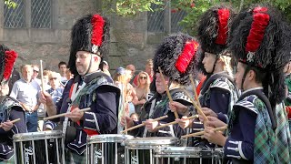 Drum Corps march out for drum salute during Beating Retreat after 2023 Ballater Highland Games [upl. by Sarena]