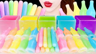 ASMR FROZEN WAX CANDY RAINBOW FOOD WAX CUPS WAX BOTTLES WAX STICK EATING SOUNDS MUKBANG 먹방 咀嚼音 [upl. by Fabian973]