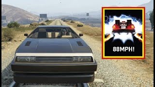 Going 88 mph with the DeLorean in GTA 5 Hidden Time Travel Easter Egg [upl. by Merle]