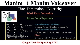 3D Weak Form Derivation  Finite Element Analysis  Manim  Manim Voiceover  gTTS [upl. by Alilak19]