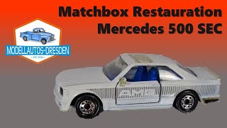 163 MercedesBenz 500SEC Matchbox Restoration Modellauto Restaurierung Kommentar auf deutsch [upl. by Atterys]