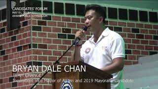 BRYAN DALE CHAN Candidates Forum 2019 [upl. by Aurelea921]