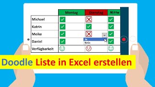 DOODLE Liste in Excel erstellen mithilfe von BEDINGTER FORMATIERUNG [upl. by Ruddy]