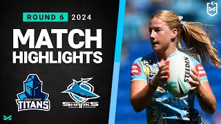 NRLW 2024  Titans v Sharks  Match Highlights [upl. by Ahtram]