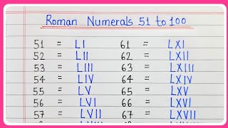 Roman numerals 51 to 100  Roman numbers from 51 to 100  51 se 100 tak Roman numerals [upl. by Ryley]