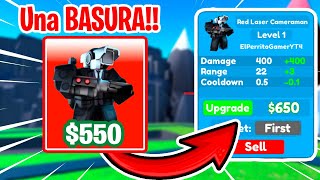 La MÍTICA Más HORRIBLE del JUEGO⚠️ Red Laser Cameraman Toilet Tower Defense Roblox [upl. by Ellecrag764]