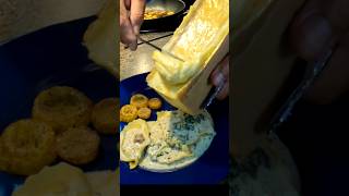 How to Scrape Melted Raclette Cheese  French Raclette Cheese [upl. by Ahsenid]