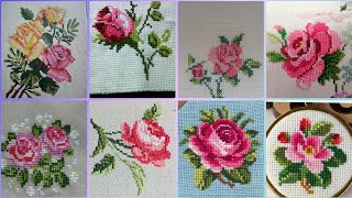 Floral cross stitch Hand embroidery thick cotton  Beautifull Hand cross stitch [upl. by Eneleahcim664]