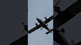 Caught by slight crosswind Loganairs DHC6300 Twin Otter GBVVK arriving in GLA from Tiree shorts [upl. by Loomis]