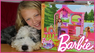 BARBIE Camping Fun Cabin in the Woods Playset Toy Unboxing [upl. by Noivaz]