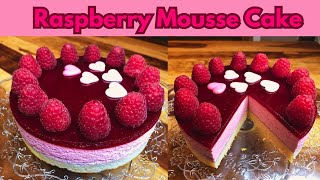 Raspberry Mousse Cake  the Loveliest Valentines Cake ❤️ [upl. by Ellison875]