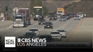 Thanksgiving travel to slow SoCal traffic big rig crash affects Cajon Pass [upl. by Nnyleimaj]