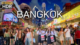 🇹🇭 4K HDR  Night Walk in Downtown Bangkok 2024  Asias most beautiful and modern city [upl. by Erotavlas]