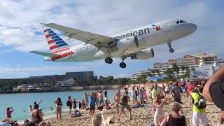 Extremely Low Landing at St Maarten Princess Juliana Airport American Airlines A319 [upl. by Richardo]