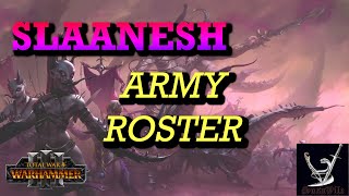 Slaanesh army roster with upgraded stats Total War Warhammer 3 [upl. by Wordoow]