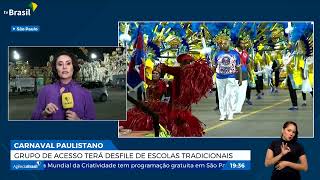 Carnaval Grupo de Acesso terá desfile de escolas tradicionais de SP [upl. by Ardnekan]