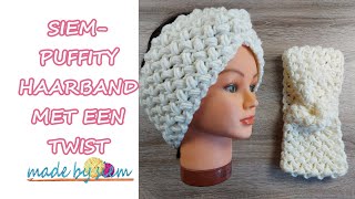 SIEMPUFFITY HAARBAND  OORWARMER MET EEN TWIST  HAKEN  TUTORIAL  NEDERLANDS [upl. by Aramad]