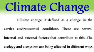 Write Essay on climate change in English paragraph on climate change speech in English [upl. by Player705]