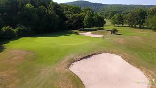 Golf de Rougemont le Château  drone aerial video  Les Etangs  Hole09 [upl. by Enirehtahc]