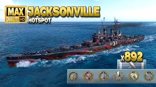 Cruiser Jacksonville Huge game on map Hotspot  World of Warships [upl. by Ardnoik]