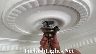 Mosaic Chandelier Installation TurkishLightsnet  Turkish Lamps [upl. by Nawj165]