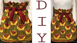 DIY How to Sew a Paper Bag Waist Elastic Ankara Skirt Step By Step for Beginners [upl. by Tedric96]