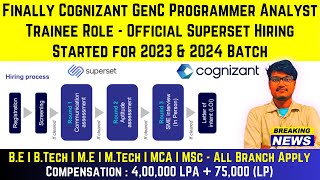 Finally Cognizant GenC Programmer Analyst Trainee Official Superset Hiring Started 2023 amp 2024 Batch [upl. by Tillion]